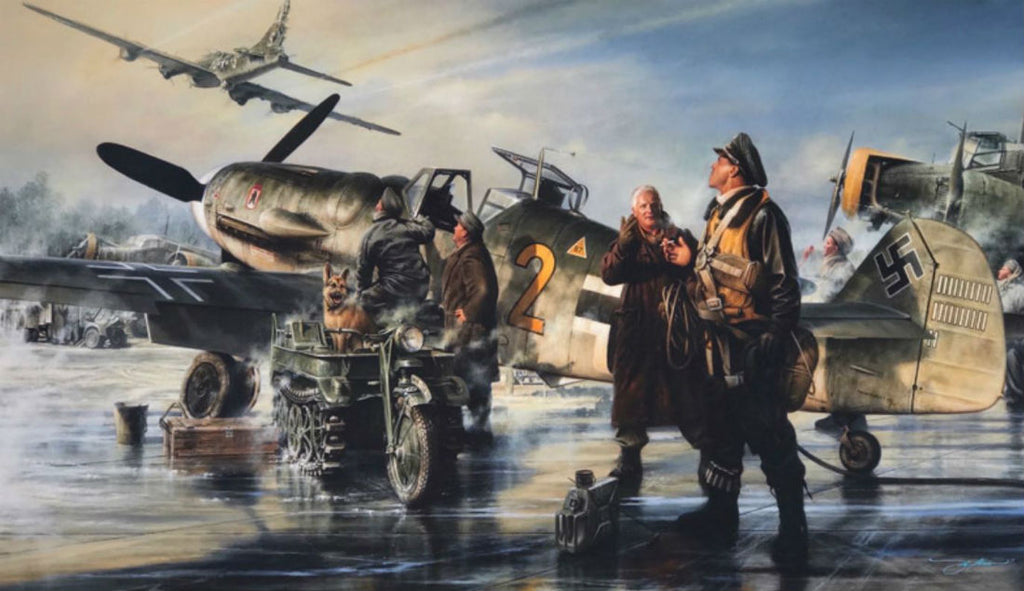Prey For Freedom by John Shaw  - Aviation Art of the B-17 and Me109