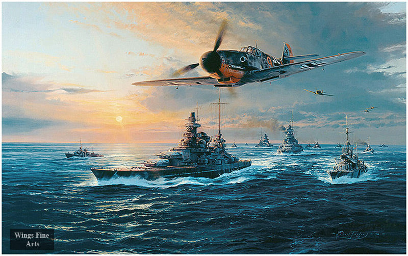 The Channel Dash by Robert Taylor - Aviation Art of Me109