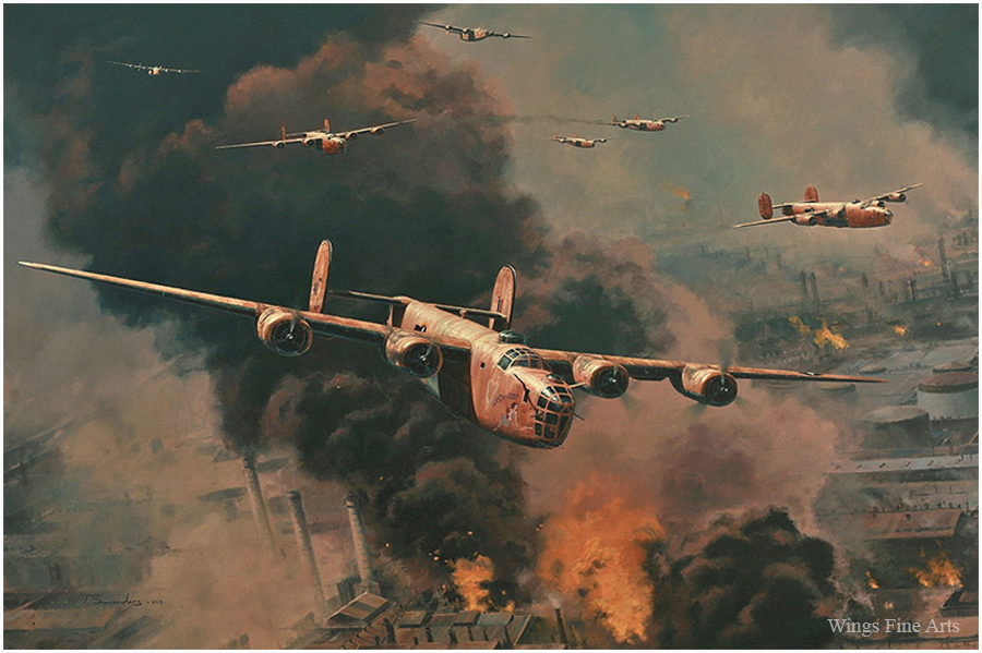 To Hell and Back by Anthony Saunders - B-24 Bomber Aviation Art