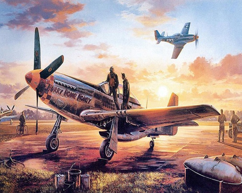 Last Man Home by Nicolas Trudgian -  Aviation Art of P-51