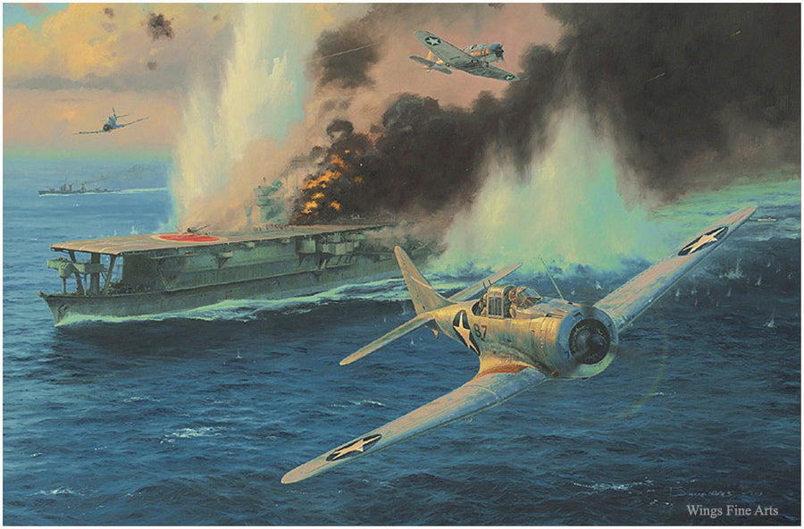 Midway - Attack On The Soryu by Anthony Saunders - Aviation Art