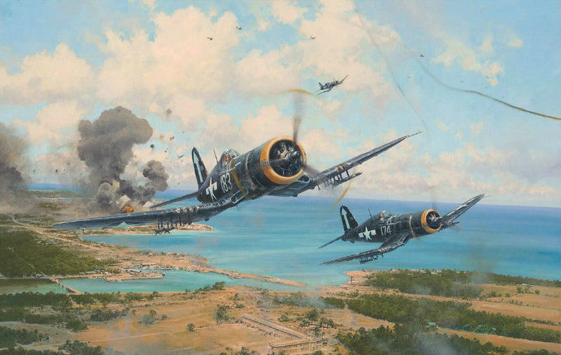 Okinawa by Robert Taylor - Signed & Autographed Aviation Art of the F4U Corsair