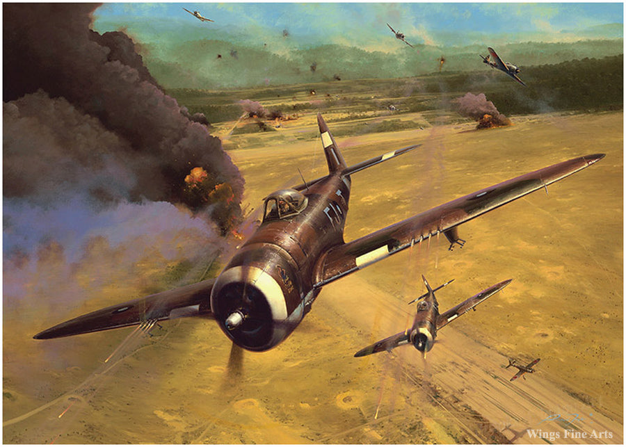 Thunder In The East by Richard Taylor - Aviation Art of P-47 Thunderbolt planes
